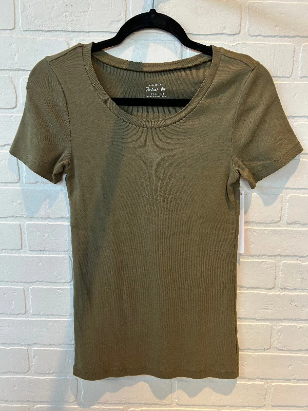 low-cost shirts online-Blouses and shirts with smocked hem -Women's Crisscross Neck Blouses-Top Short Sleeve Basic By J. Crew In Green, Size: S