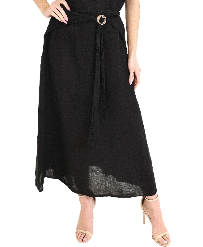 Skirts for festivals-Women's Lace A-Line Skirts-Linen Midi Skirt