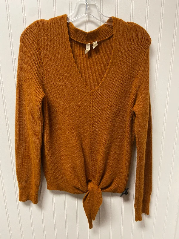 Mohair turtleneck pullover sweater for warmth-Women's Silk Denim Pullovers-Sweater By Anthropologie In Orange, Size: M