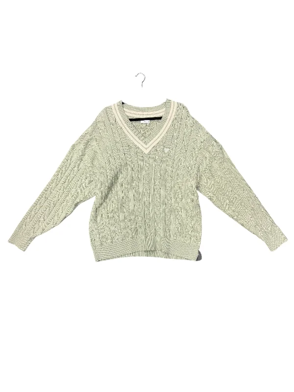 Grey crew-neck pullover sweater for classic-Women's Fleece Pencil Pullovers-Sweater By Cmb In Green, Size: 2x