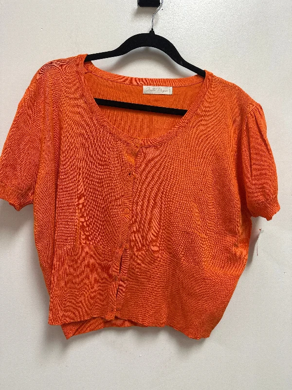 Mohair pullover sweater for softness-Women's Fleece Ruffle Pullovers-Sweater Short Sleeve By Clothes Mentor In Orange, Size: 2x