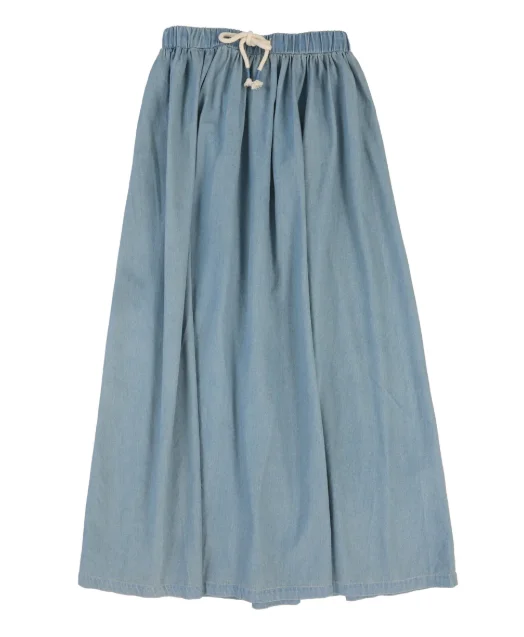 Skirts with flared skirt-Women's Maxi Denim Skirts-skirt circle maxi - dark tencel