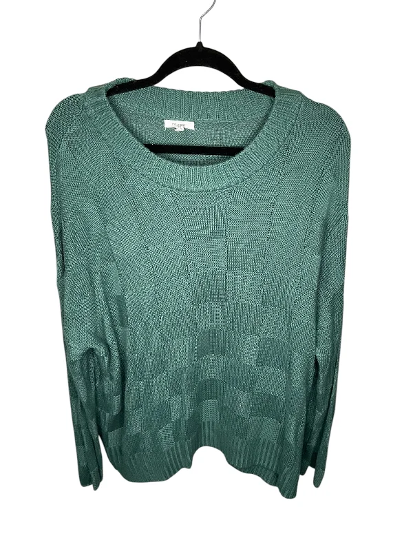 Mohair lightweight pullover sweater for travel-Women's Metallic Pleated Pullovers-Sweater By Maurices In Green, Size:Xl