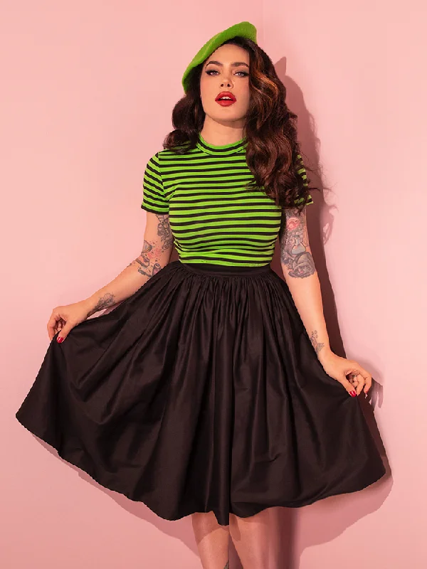 Skirts in dark green-Women's Trendy Skirts-BACKLOT NON DAMAGED - Vixen Swing Skirt in Black - Vixen by Micheline Pitt