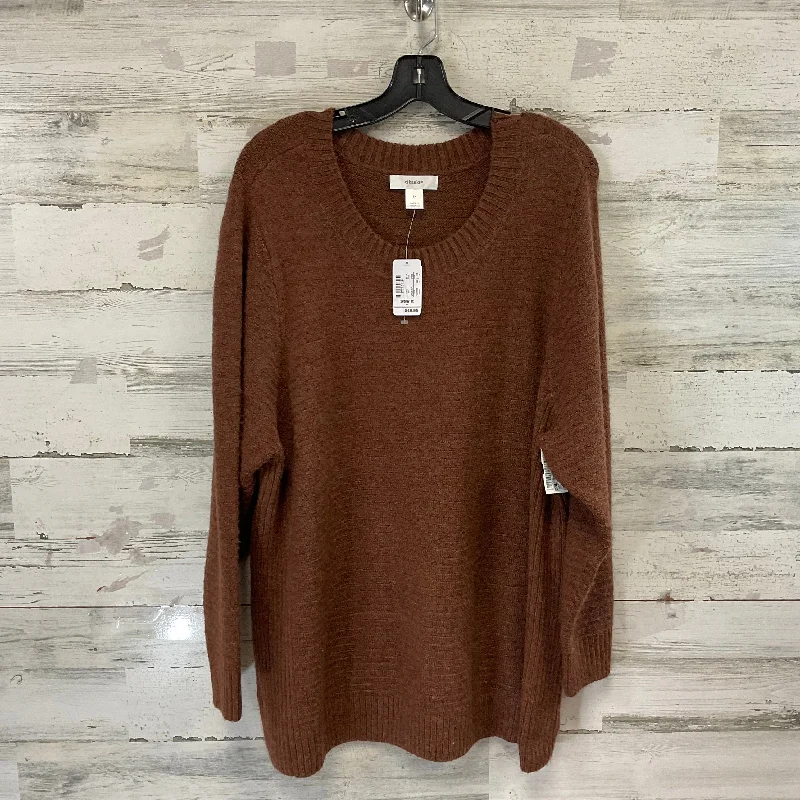 Red turtleneck pullover sweater for warmth-Women's Soft Pullovers-Sweater By Cj Banks In Brown, Size: 3x