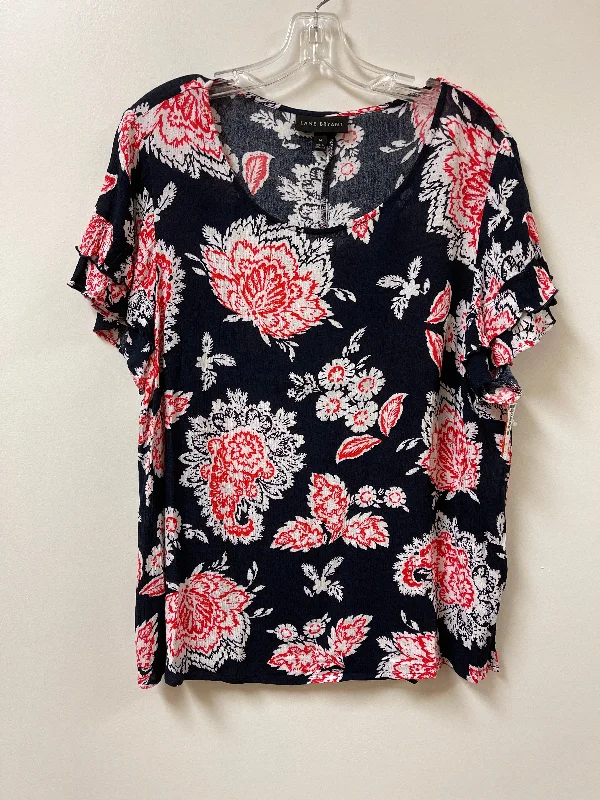 value shirts online-Blouses and shirts for winter parties -Women's Cropped Blouses-Top Short Sleeve By Lane Bryant In Blue Red & White, Size: Xl