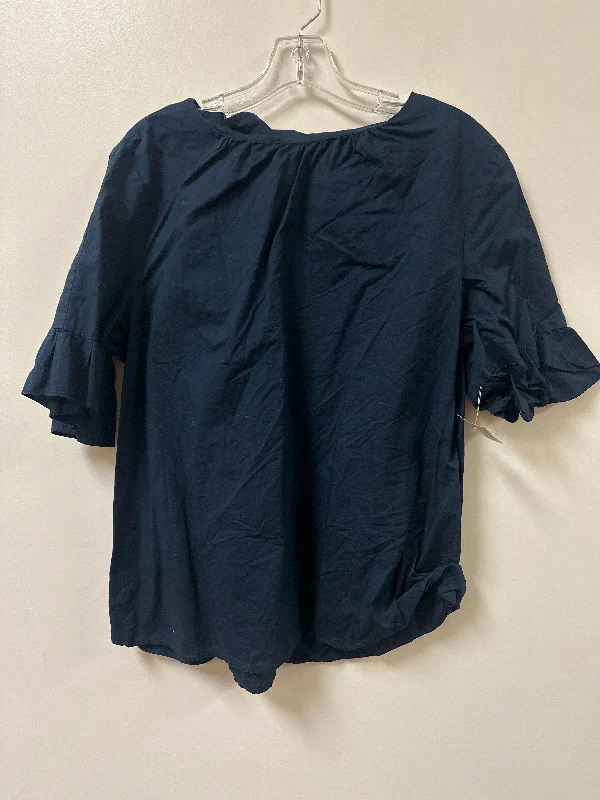 black shirts for men-Blouses and shirts with tassel details -Women's Printed Blouses-Top Short Sleeve By Loft In Navy, Size: Xl