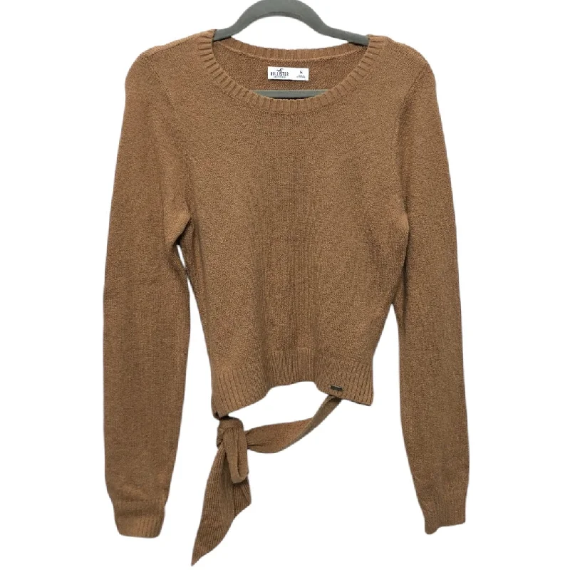 Blue cable-knit pullover sweater for texture-Women's Low-Waisted A-Line Pullovers-Sweater By Hollister In Tan, Size:M