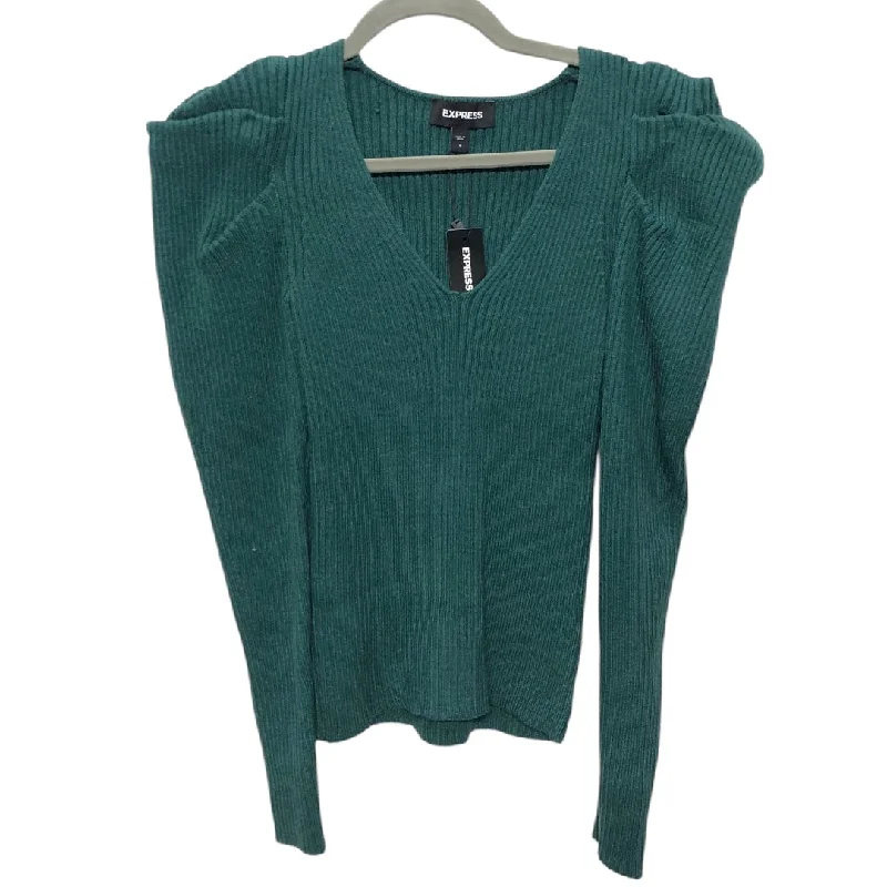 Beige striped pullover sweater for trends-Women's Low-Waisted Floral Pullovers-Sweater By Express In Green, Size:S