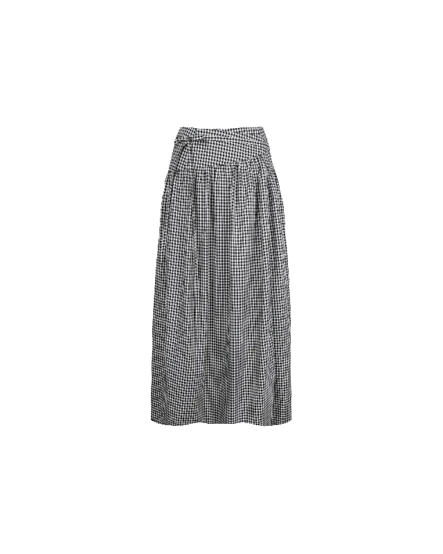 Skirts with pencil style-Women's Everyday Skirts-RODEO MAXI SKIRT BLACK GINGHAM