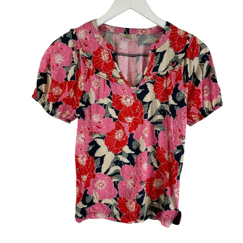 smart shirts for work-Blouses and shirts in bold olive -Women's Butterfly Sleeve Blouses-Top Short Sleeve By Loft In Floral Print, Size: Xsp