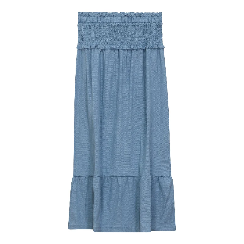 Skirts for chic outfits-Women's Layered Skirts-skirt midi rouched waist - light denim wash