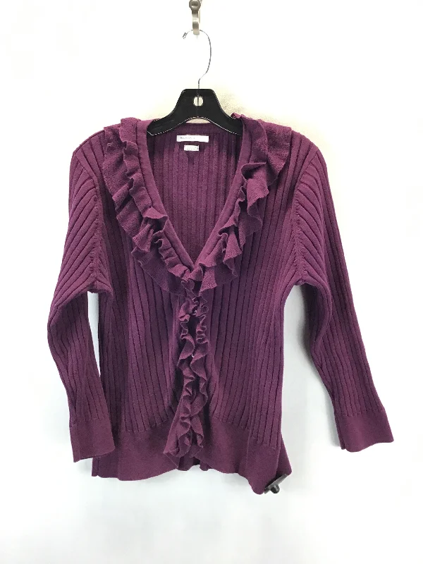 Silk cable-knit pullover sweater for elegance-Women's Silk Floral Pullovers-Sweater By Clothes Mentor In Purple, Size: Xl