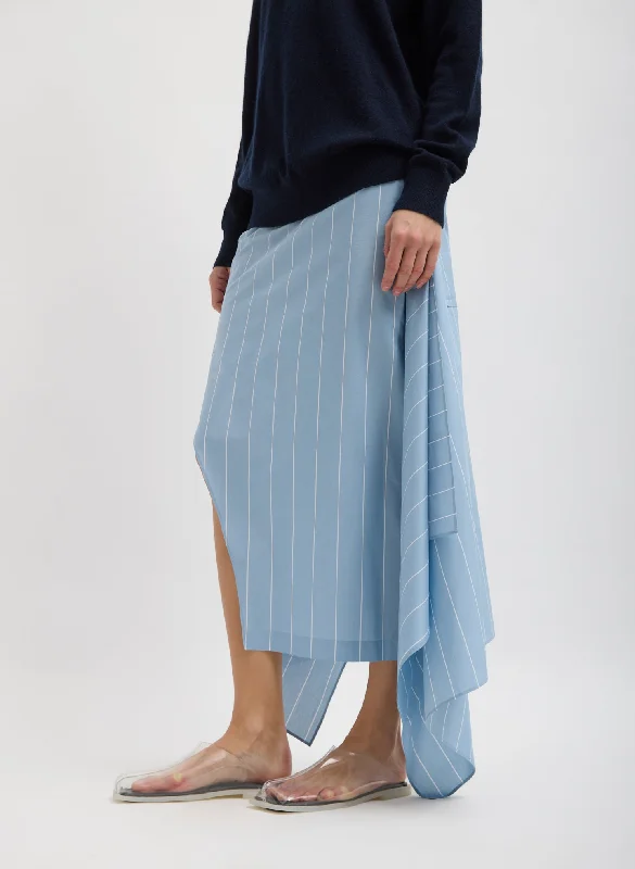 Skirts with flared fit-Women's Party Skirts-Striped Tech Poplin Tie Front Skirt