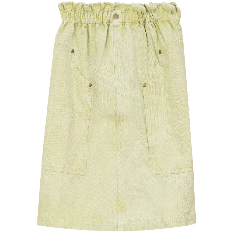 Skirts for casual fun-Women's High-Waisted Ruffle Skirts-skirt jean sintched waist with pockets - washed mint