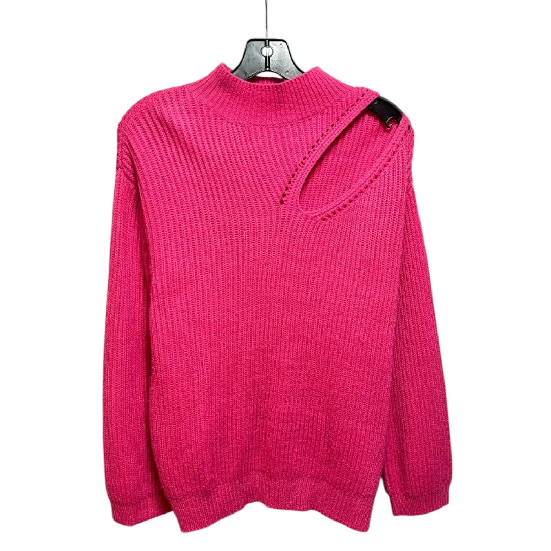 Mohair green pullover sweater for softness-Women's Shimmer Pencil Pullovers-Cutout Sweater By Astr The Label In Pink, Size: S