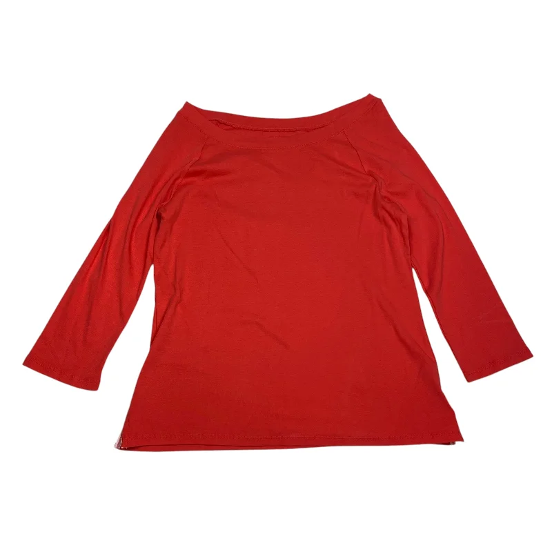 professional shirts for office-Blouses and shirts with eyelet sleeves -Women's Cap Sleeve Blouses-Top Long Sleeve Basic By Talbots In Red, Size: L