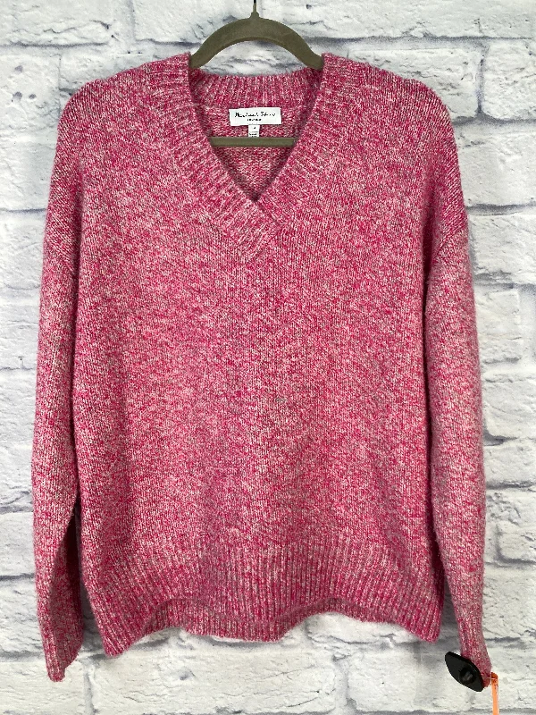 Pink ribbed pullover sweater for style-Women's Animal Print Pullovers-Sweater By Michael Stars In Pink & Tan, Size: M