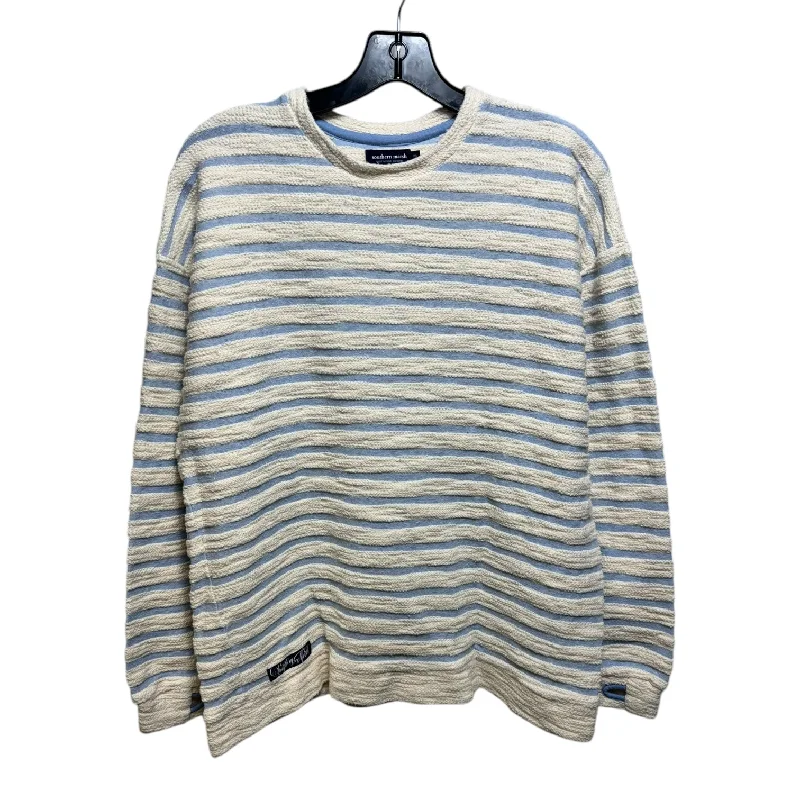 Beige cable-knit pullover sweater for texture-Women's Sequin Denim Pullovers-Sweater By Southern Marsh In Striped Pattern, Size: M