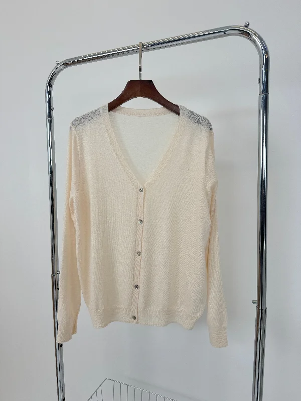 indigo blouses for women-Blouses and shirts for spring events -Women's Stylish Blouses-Ronna Soft Knit Cardigan Cream