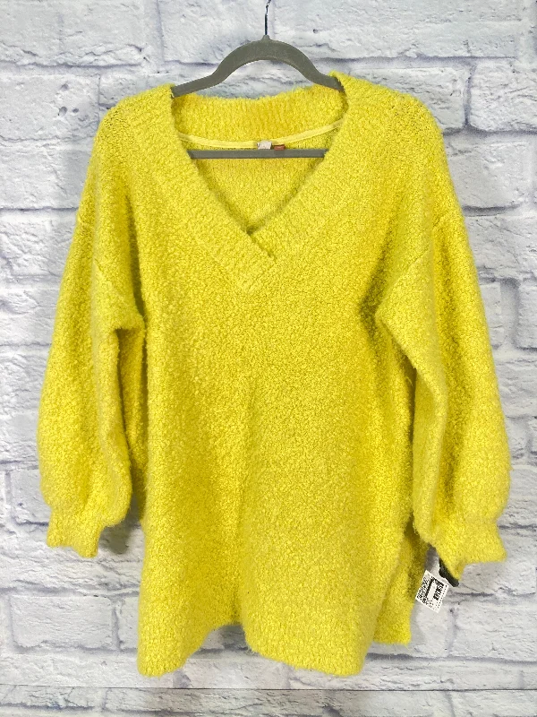 Navy oversized pullover sweater for fall-Women's Zip-Up A-Line Pullovers-Sweater By Pilcro In Yellow, Size: M