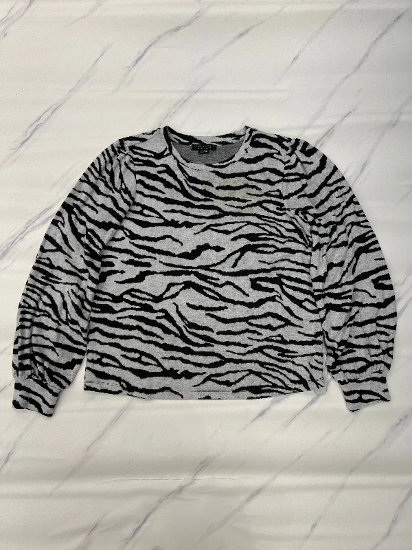 Wool black pullover sweater for cold-Women's Shimmer Pencil Pullovers-Sweater By Social Standard By Sanctuary In Zebra Print, Size: S