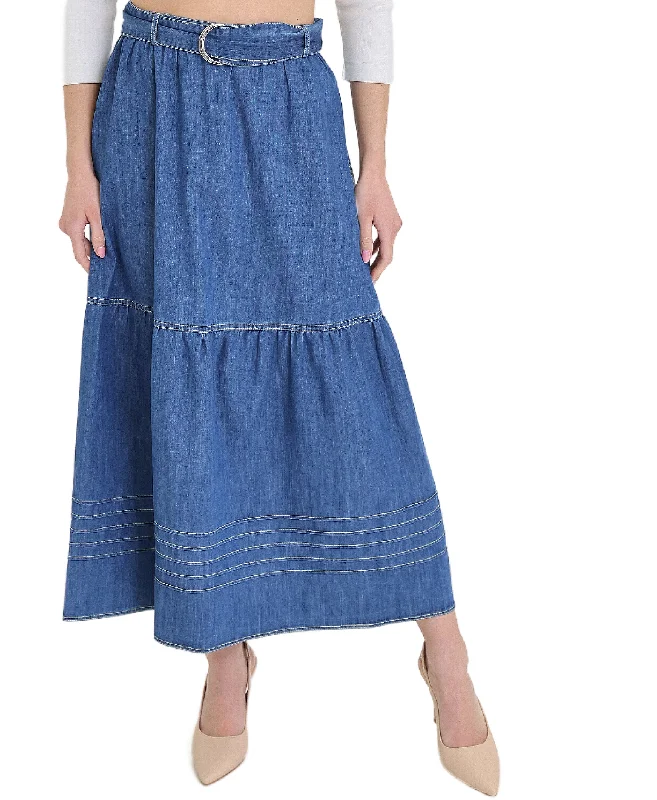 Skirts in maxi length-Women's Denim Skirts-Denim Maxi Skirt