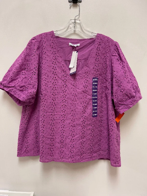 terracotta cotton shirts-Blouses and shirts in soft rose -Women's Wrap Tops-Top Short Sleeve By Draper James In Purple, Size: 2x