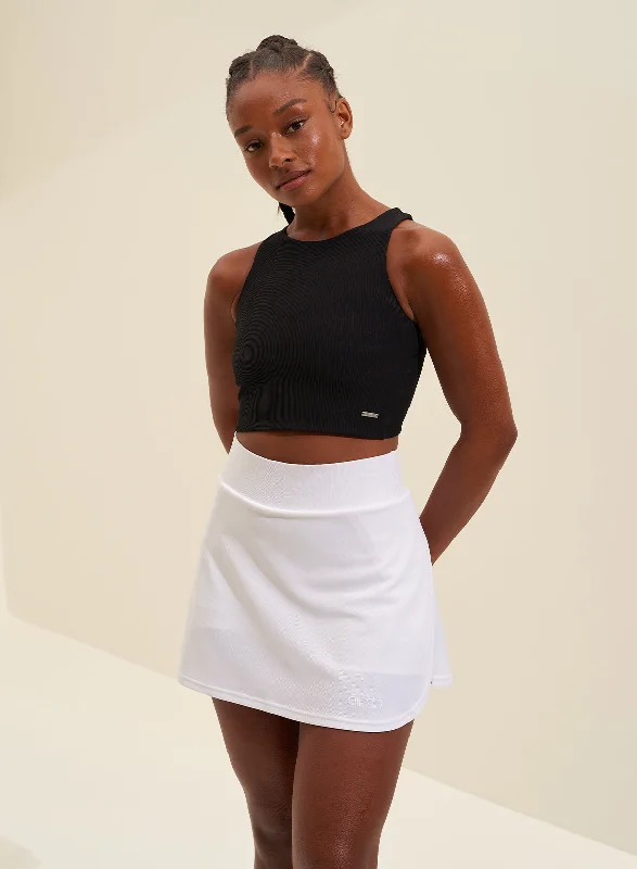 Skirts in satin-Women's Low-Waisted Denim Skirts-White Airy Skort