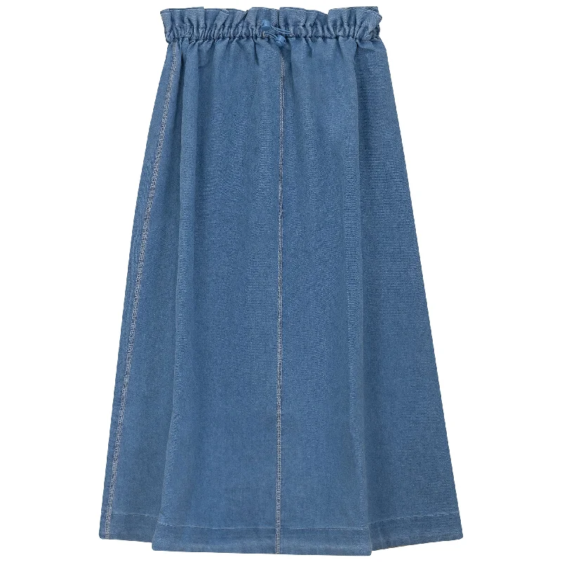 Skirts with subtle pleats-Women's Insulated Floral Skirts-skirt midi drawstring waist - denim