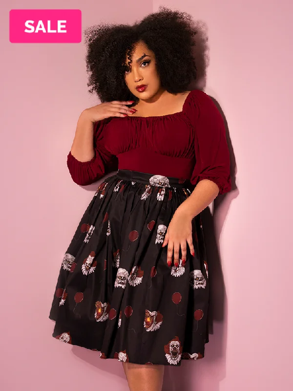 Skirts with bold ruffles-Women's Leopard Print Skirts-BACKLOT NON DAMAGED - Clown Swing Skirt in Black