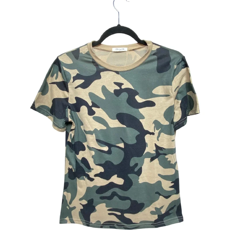 timeless blouses for sale-Blouses and shirts with ruched back -Women's Chic Blouses-Top Short Sleeve By Blooming Jolly In Camouflage Print, Size: S