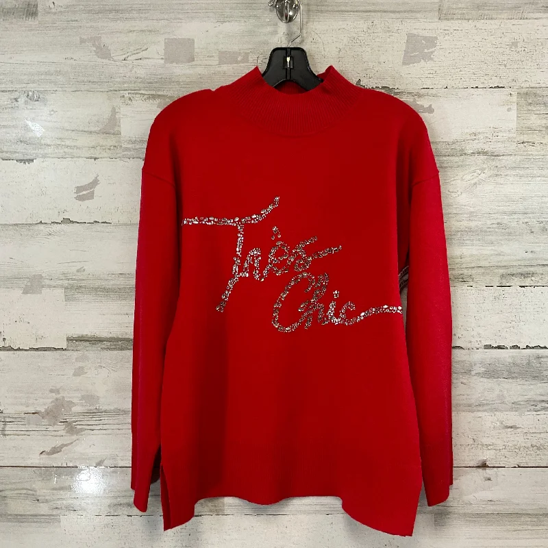 Purple oversized pullover sweater for men-Women's Low-Waisted Pleated Pullovers-Sweater Designer By Karl Lagerfeld In Red, Size:S