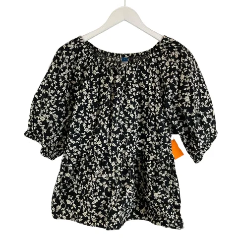 radiant blouses for evening-Blouses and shirts with lace neck -Women's Button-Front Blouses-Top Short Sleeve By Old Navy In Black, Size: L