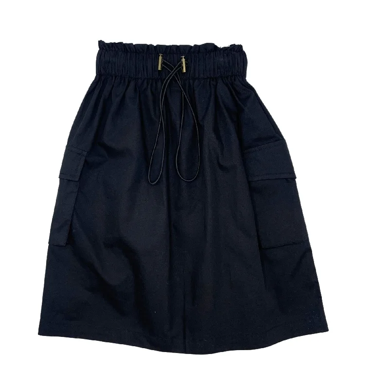 Skirts for trendy style-Women's Windproof Pleated Skirts-skirt pockets and drawstring - black