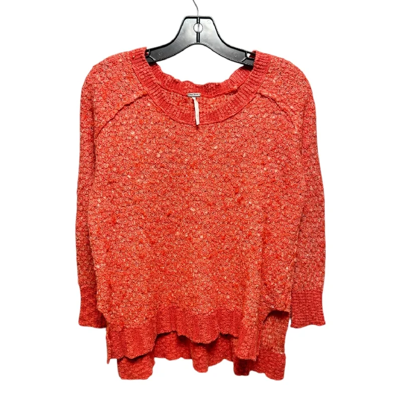 V-neck knit pullover sweater for office-Women's Low-Waisted Pleated Pullovers-Jeepster Honeycomb Sweater By Free People In Red, Size: XS