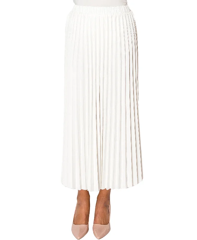 Skirts in white-Women's Button-Front Floral Skirts-Pleated Skirt