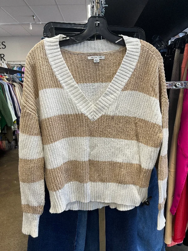 White cable-knit pullover sweater for texture-Women's Everyday Pullovers-Sweater By American Eagle In Tan, Size: S