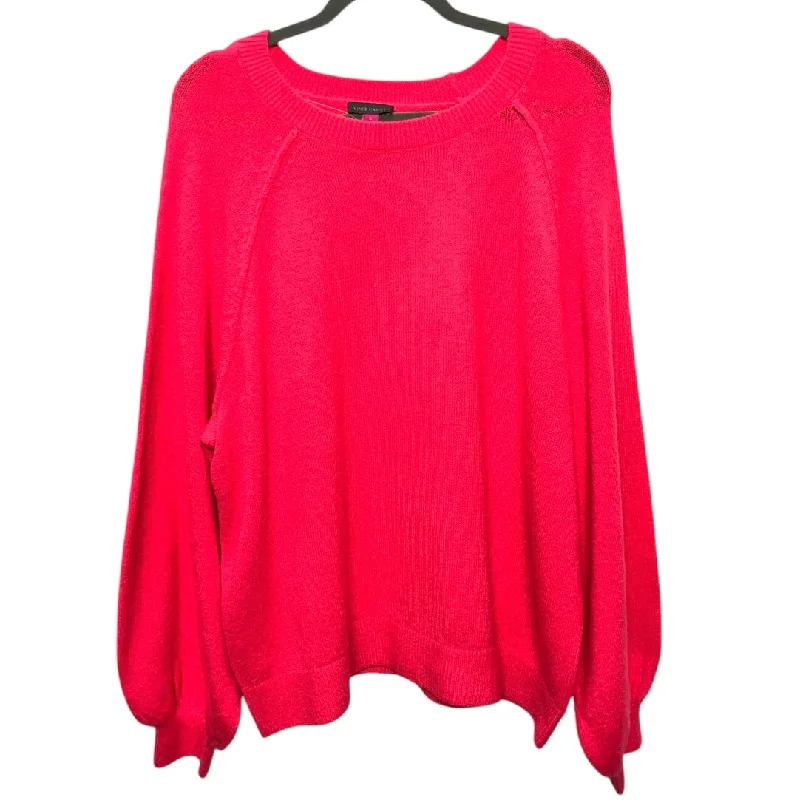 Navy pullover sweater for women-Women's Button-Front Pleated Pullovers-Sweater By Vince Camuto In Coral, Size:L