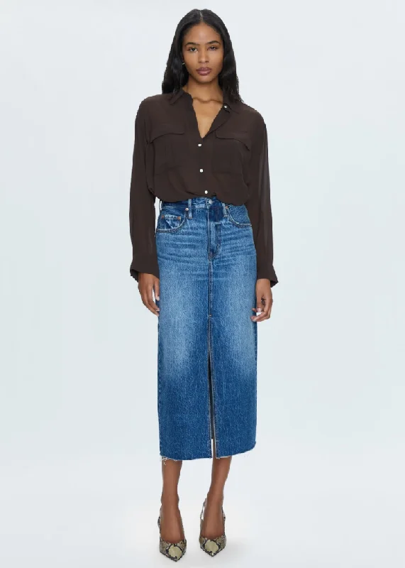 Skirts with flared style-Women's Glitter Denim Skirts-Pistola Alice Skirt - Fairfax