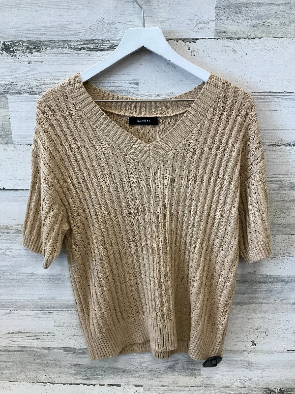 Pink oversized pullover sweater for men-Women's Ribbed Pleated Pullovers-Sweater Short Sleeve By Clothes Mentor In Beige, Size: M