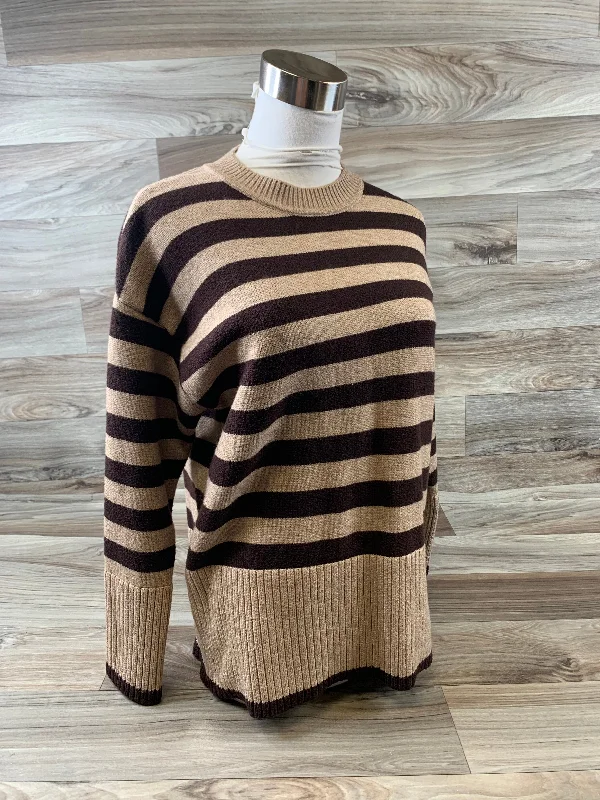 Alpaca blue pullover sweater for cozy-Women's High-Waisted Pleated Pullovers-Sweater By Clothes Mentor In Brown & Tan, Size: Xs