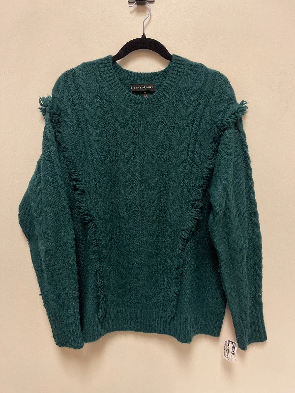 Striped silk pullover sweater for elegance-Women's Metallic Denim Pullovers-Sweater By Lane Bryant In Green, Size: Xl