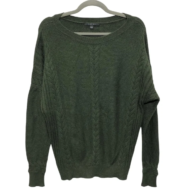 Oversized cotton pullover sweater for men-Women's Insulated Floral Pullovers-Sweater By Cyrus Knits In Green, Size:L