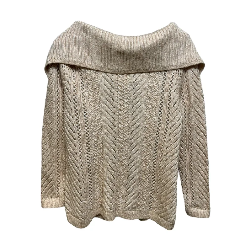 Beige oversized pullover sweater for men-Women's Tulle Pleated Pullovers-Tie Back Open Knit Sweater By White House Black Market In Peach, Size: S