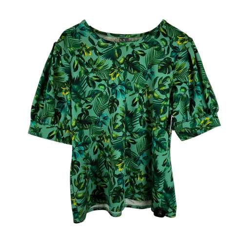 tough shirts for men-Blouses and shirts in soft grey -Women's Bishop Sleeve Blouses-Top Short Sleeve By Worthington In Green, Size: Xxl