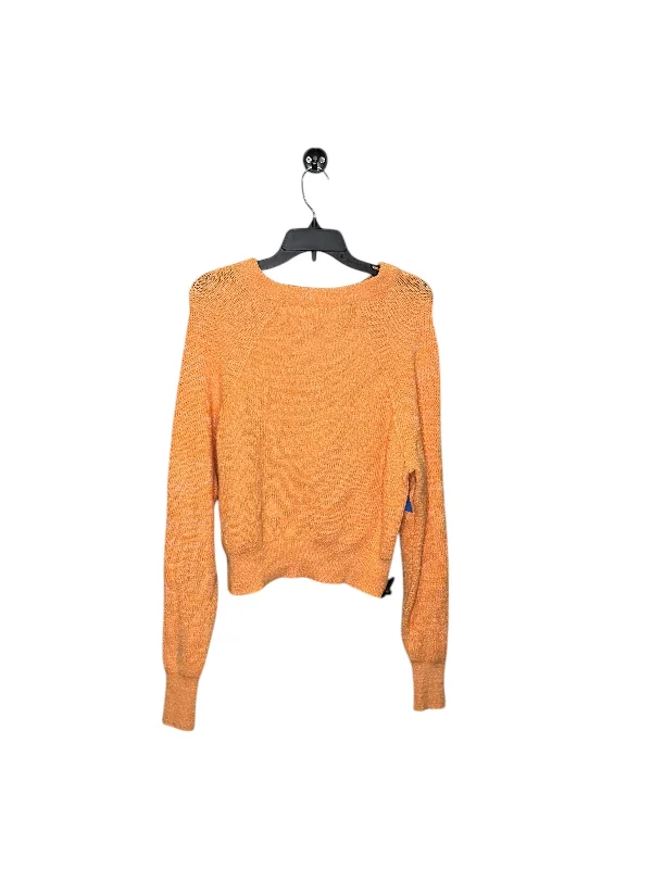 Mohair lightweight pullover sweater for travel-Women's Zip-Up Floral Pullovers-Sweater By Free People In Orange, Size: S