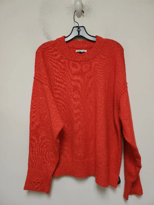 Mohair green pullover sweater for softness-Women's Button-Front A-Line Pullovers-Sweater By American Eagle In Red, Size: L