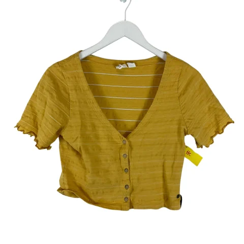 cheap shirts for kids-Blouses and shirts for fall layering -Women's Chiffon Blouses-Top Short Sleeve Basic By Roxy In Yellow, Size: M