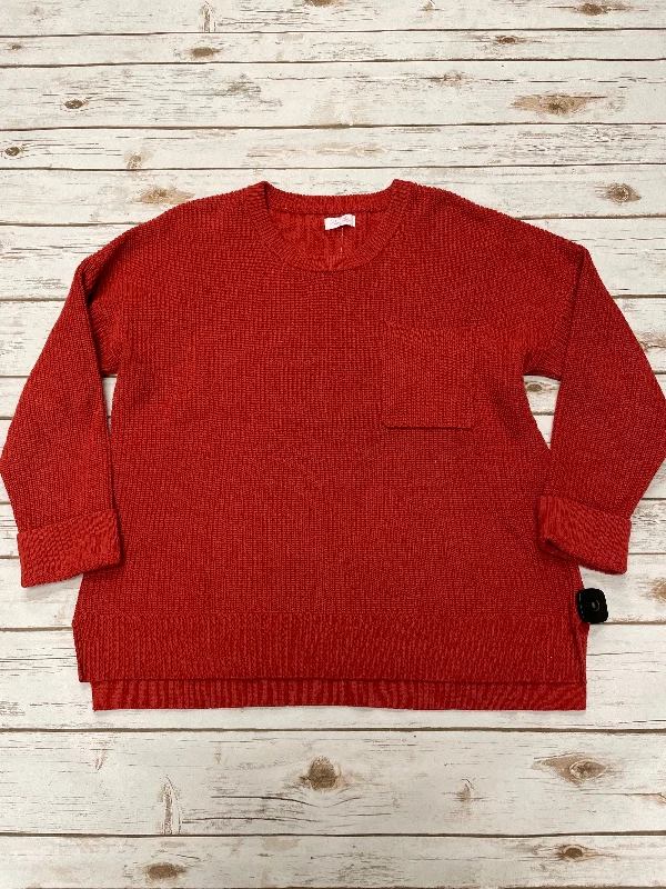 Cashmere alpaca pullover sweater for luxe-Women's Textured Pencil Pullovers-Sweater By Pink Lily In Red, Size: Xl